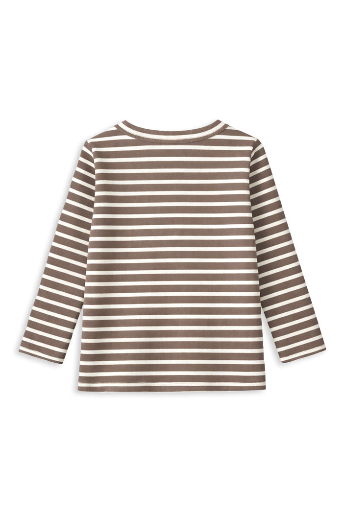 Milky Latte Stripe Henley Long Sleeve Tee