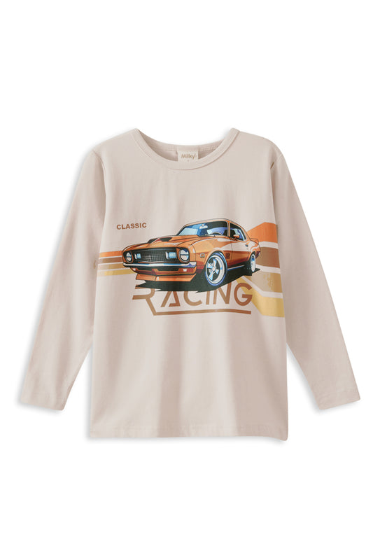 Milky Retro Racer Long Sleeve Tee Off White  *Pre-Order*