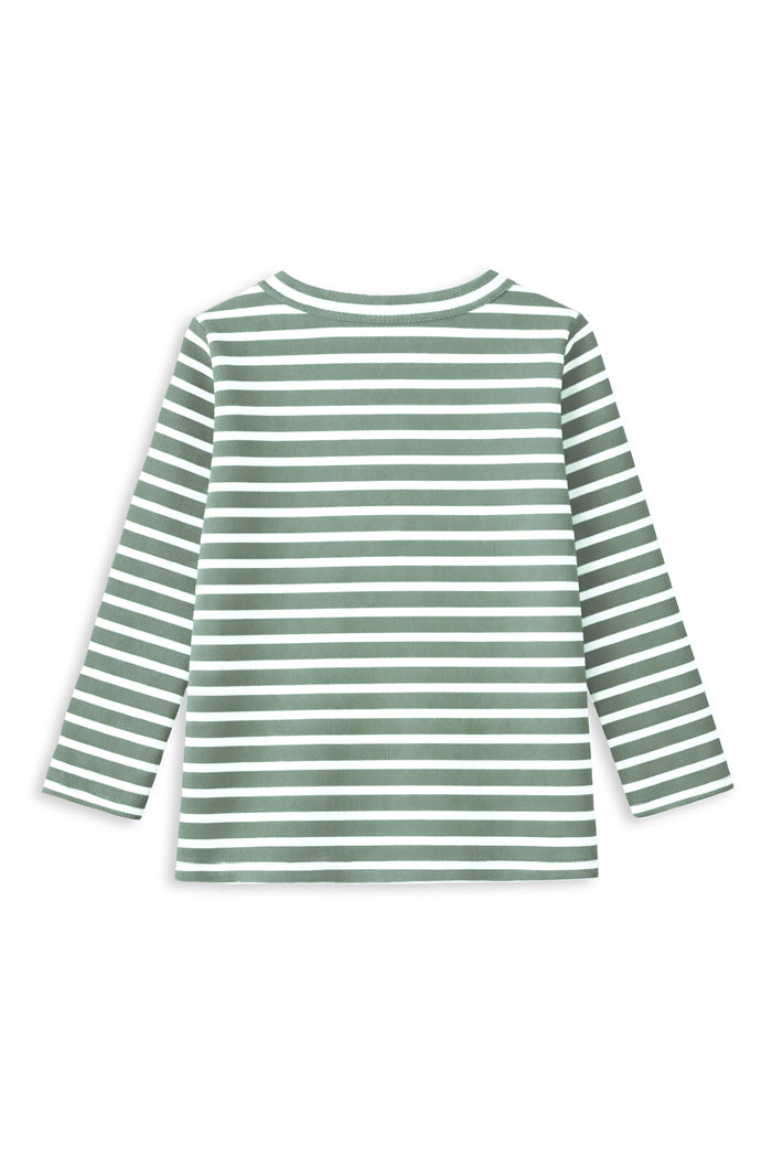 Milky Fern Stripe Henley Long Sleeve Tee
