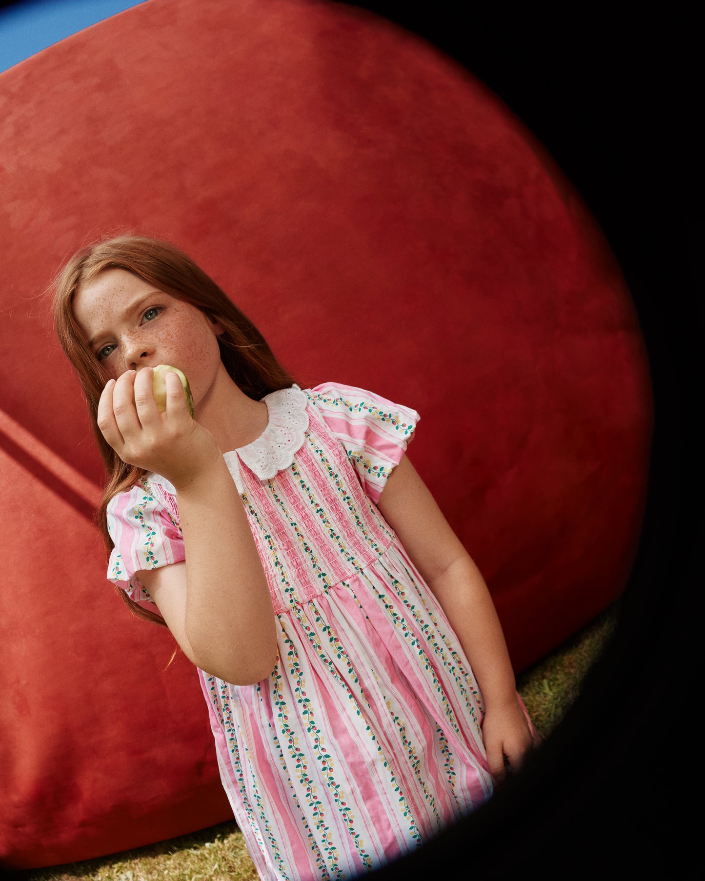 Goldie + Ace Antique Stripe Strawberry Flo Smocked Dress