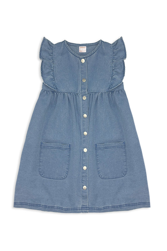 Milky Denim Frill Dress