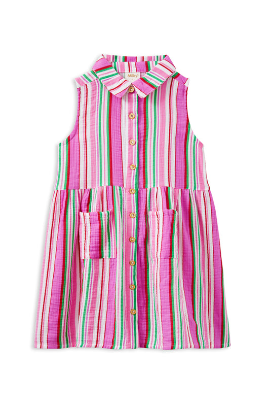 Milky Crinkle Stripe Dress