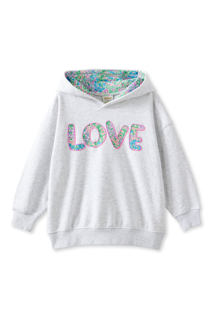 Milky Big Love Hoodie Silver Marle Floral