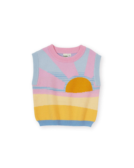Goldie + Ace Sunrise Knit Vest Pink | Yellow