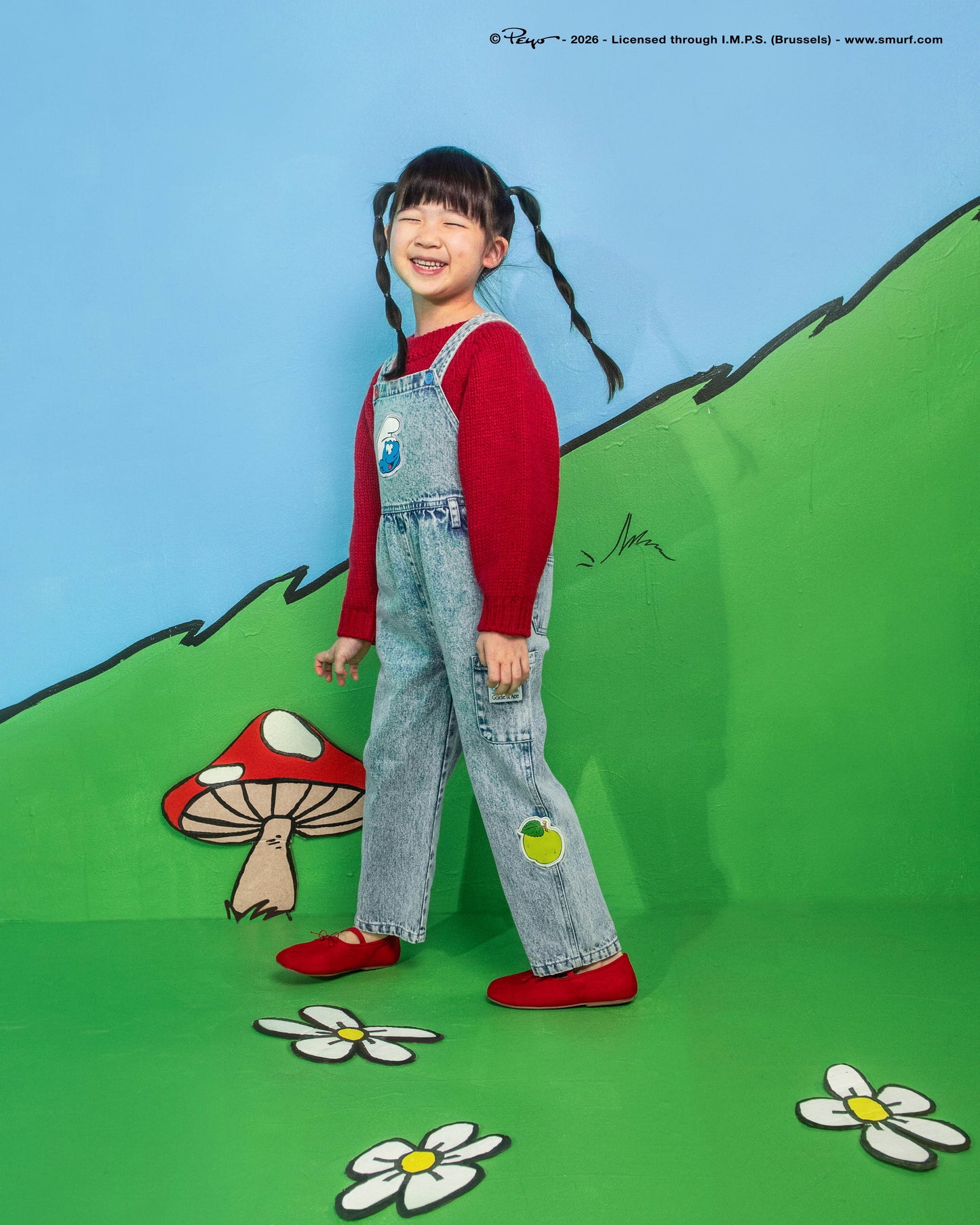 Goldie + Ace The Smurfs Patch Austin Overalls