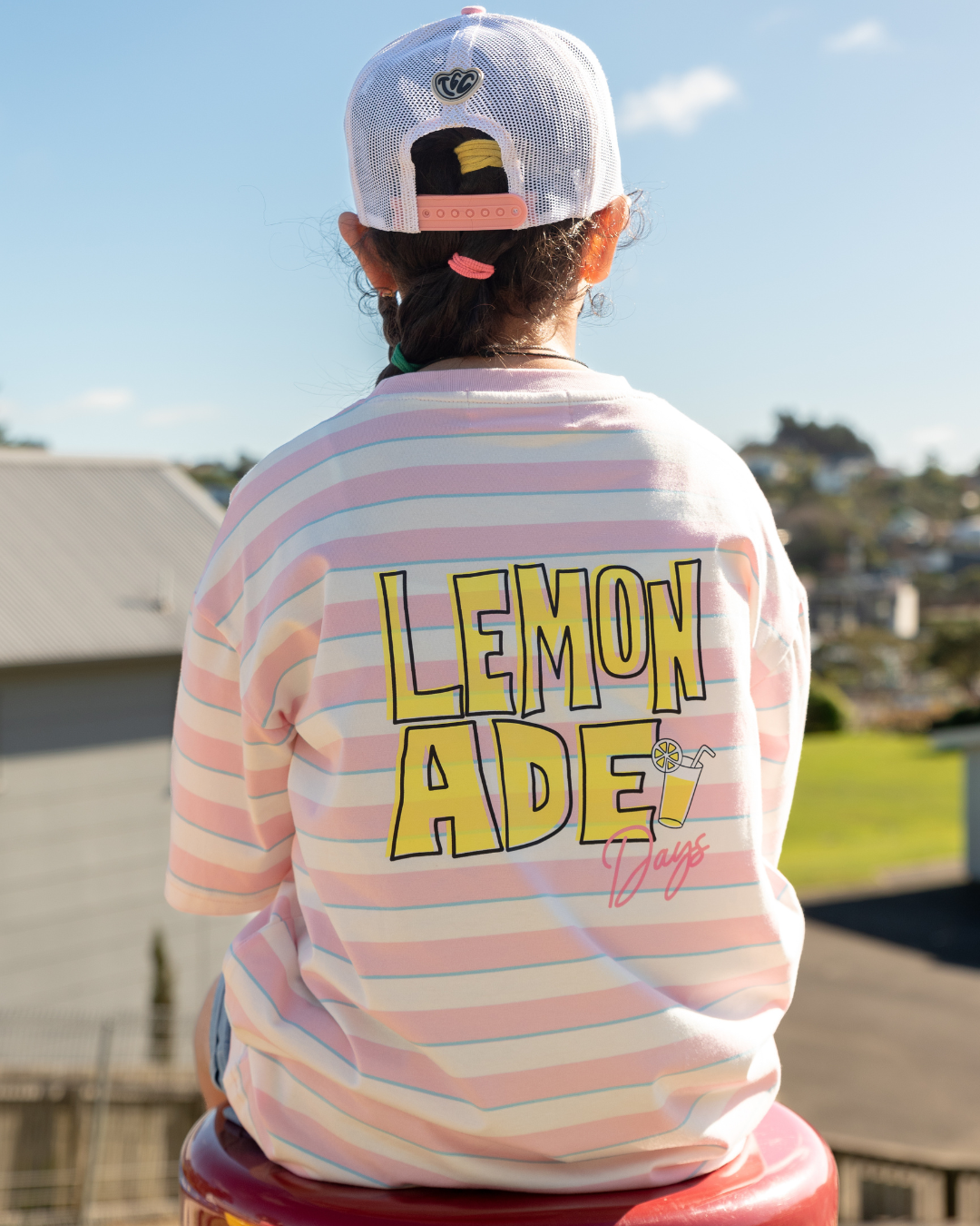 The Girl Club Pink Stripe Lemonade Boxy Tee
