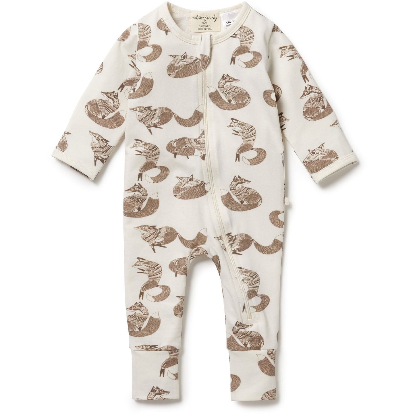 Wilson & Frenchy Organic Zipsuit with Feet Mr Fox