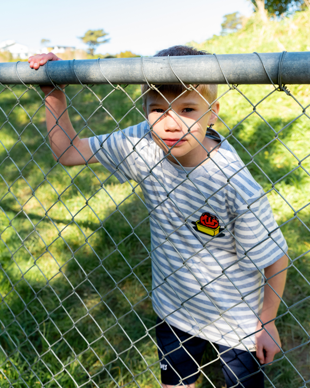 Band of Boys Grey Stripe Smile Nuggets Tee