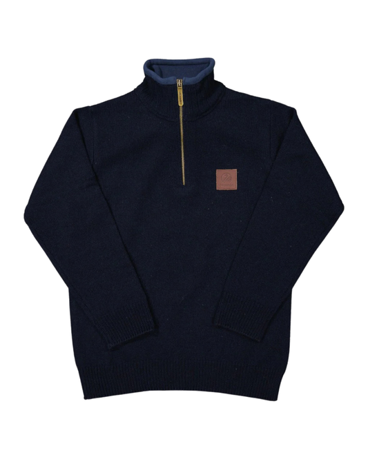 Swanndri Kid's Mariner V2 Zip Neck Sweater Navy