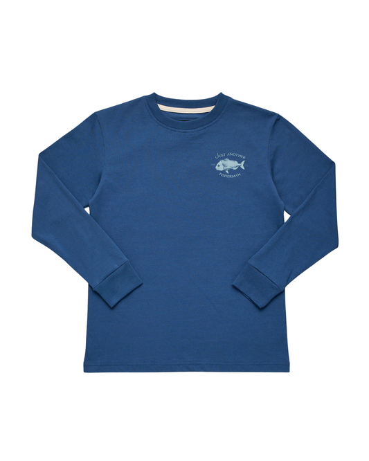 Just Another Fisherman Mini Snapper Long Sleeve Tee Military Blue