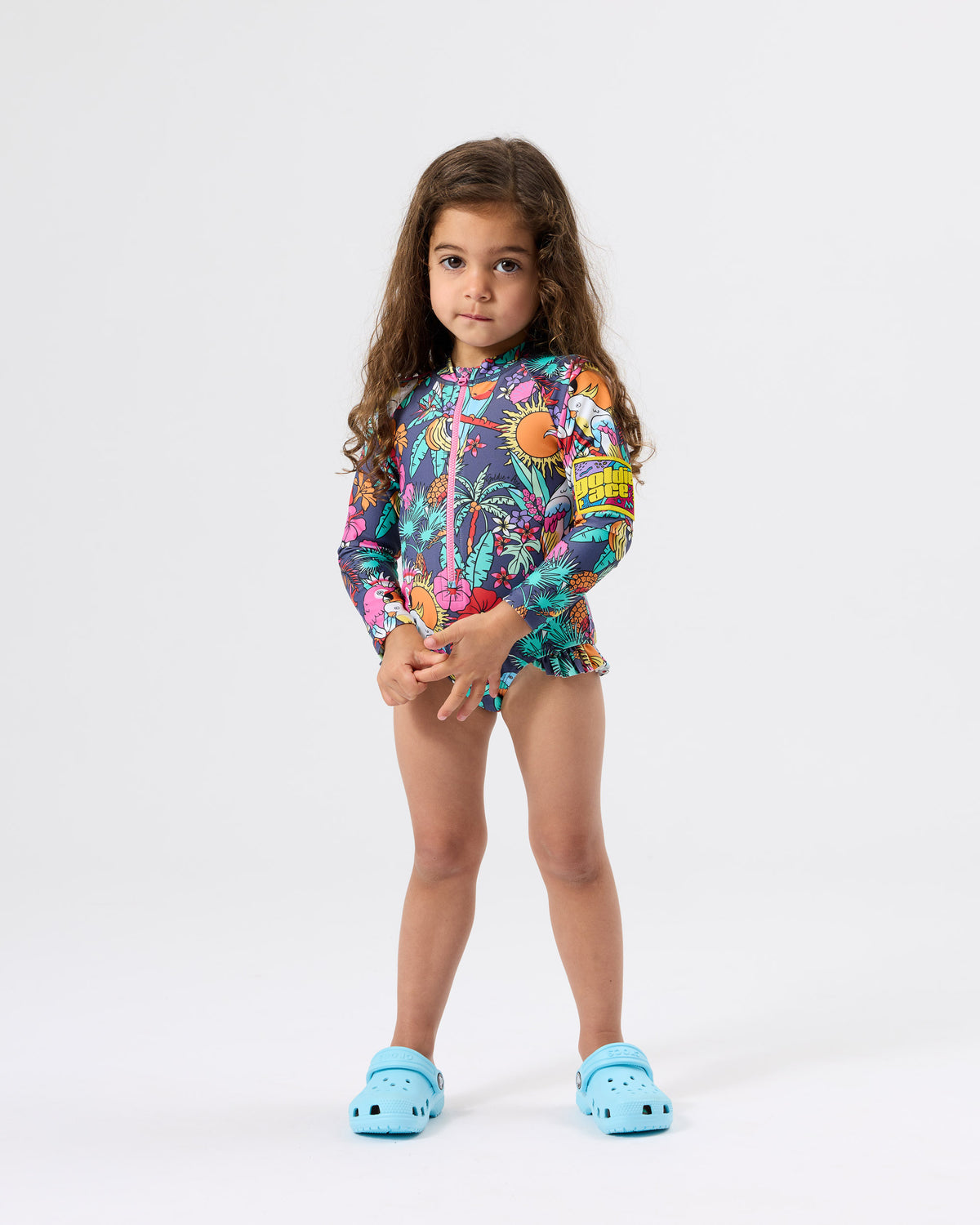 Goldie + Ace Paradise Long Sleeve Frill Swimsuit