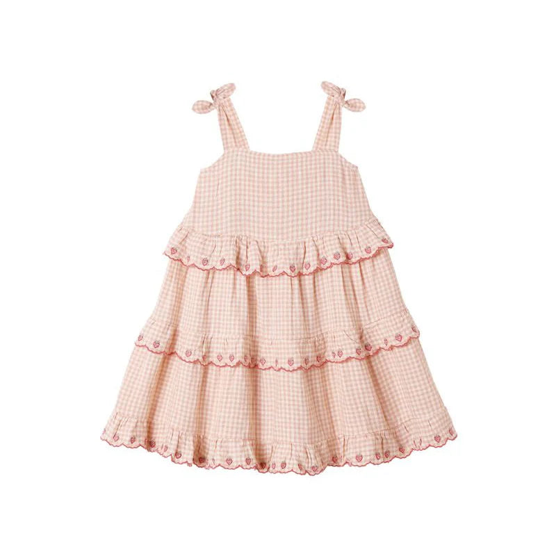 Rylee + Cru Ruffle Swing Dress Petal Gingham