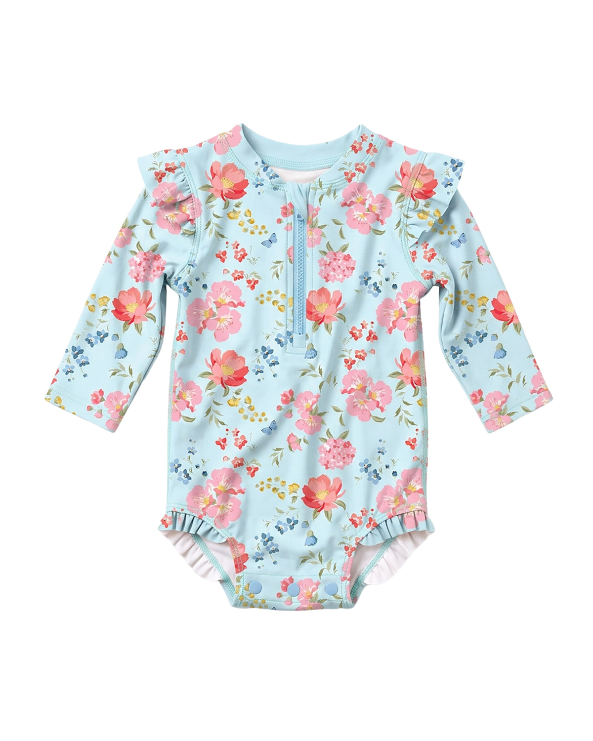 Toshi Baby Swim Long Sleeve Onesie Twinkle Aqua Garden