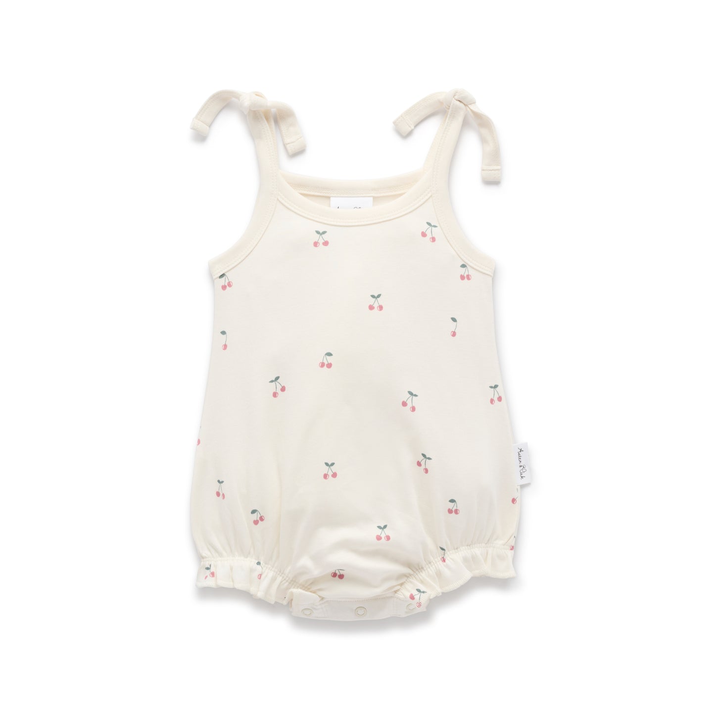 Aster & Oak Cherry Bubble Romper Natural