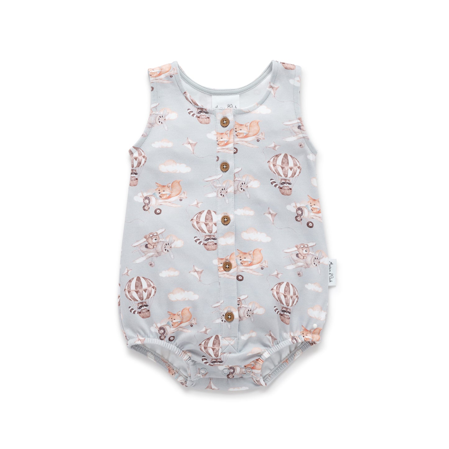 Aster & Oak Flying Friends Bubble Romper Blue