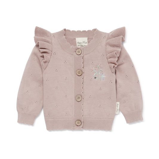 Aster & Oak Mauve Pink Knit Cardigan