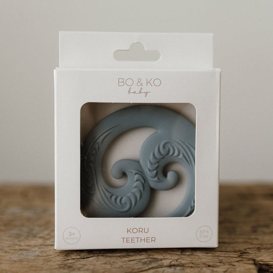 Bo & Ko Koru Teether Duck Egg Blue