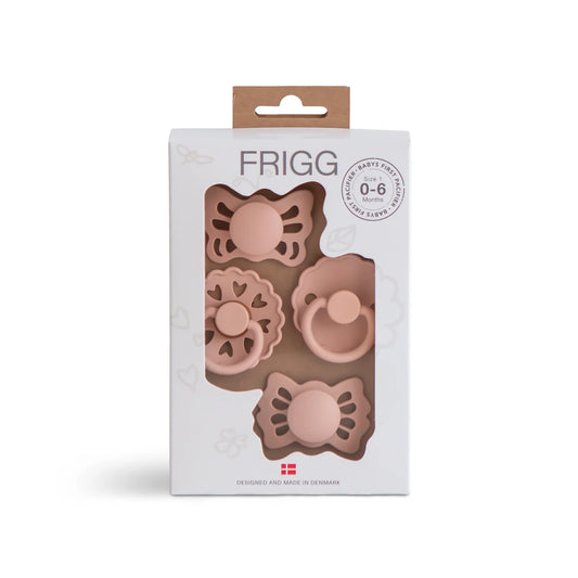 Frigg Baby's First Pacifier 4pack Floral Heart Blush