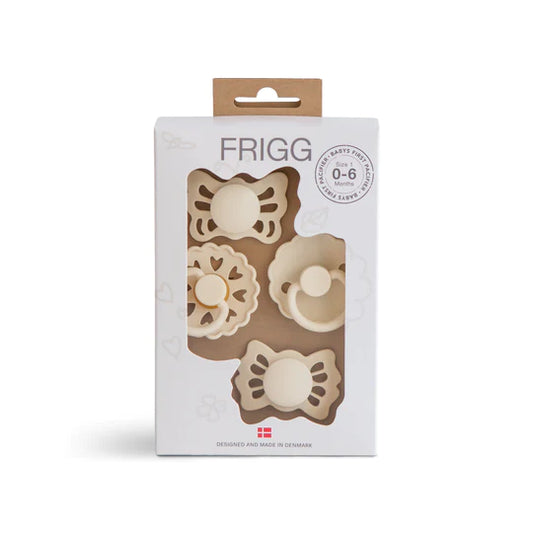 Frigg Frigg Baby's First Pacifier 4pack Floral Heart Cream