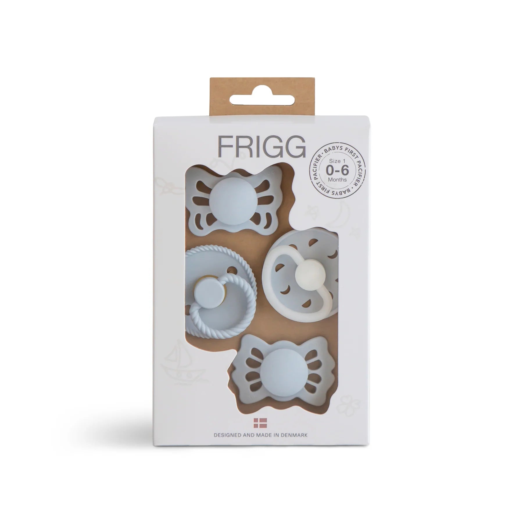 Frigg Baby's First Pacifier 4-pack Moonlight Sailing Powder Blue ...