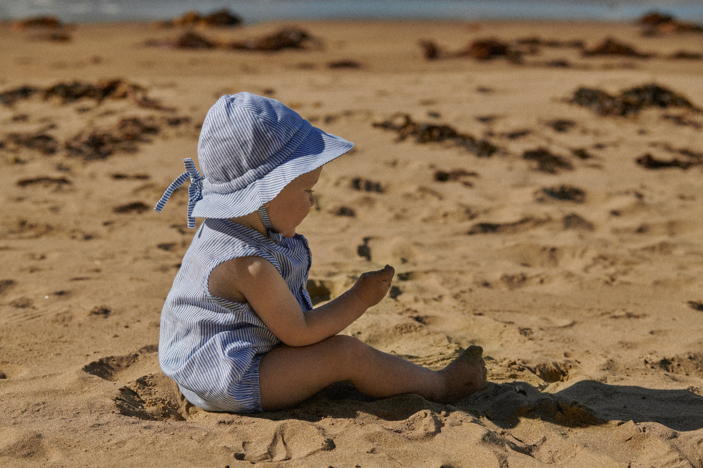 Nature Baby Linen Sunhat Blue Stripe
