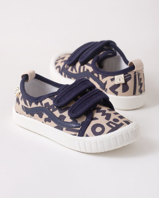 Walnut Ben Canvas Abstract Navy