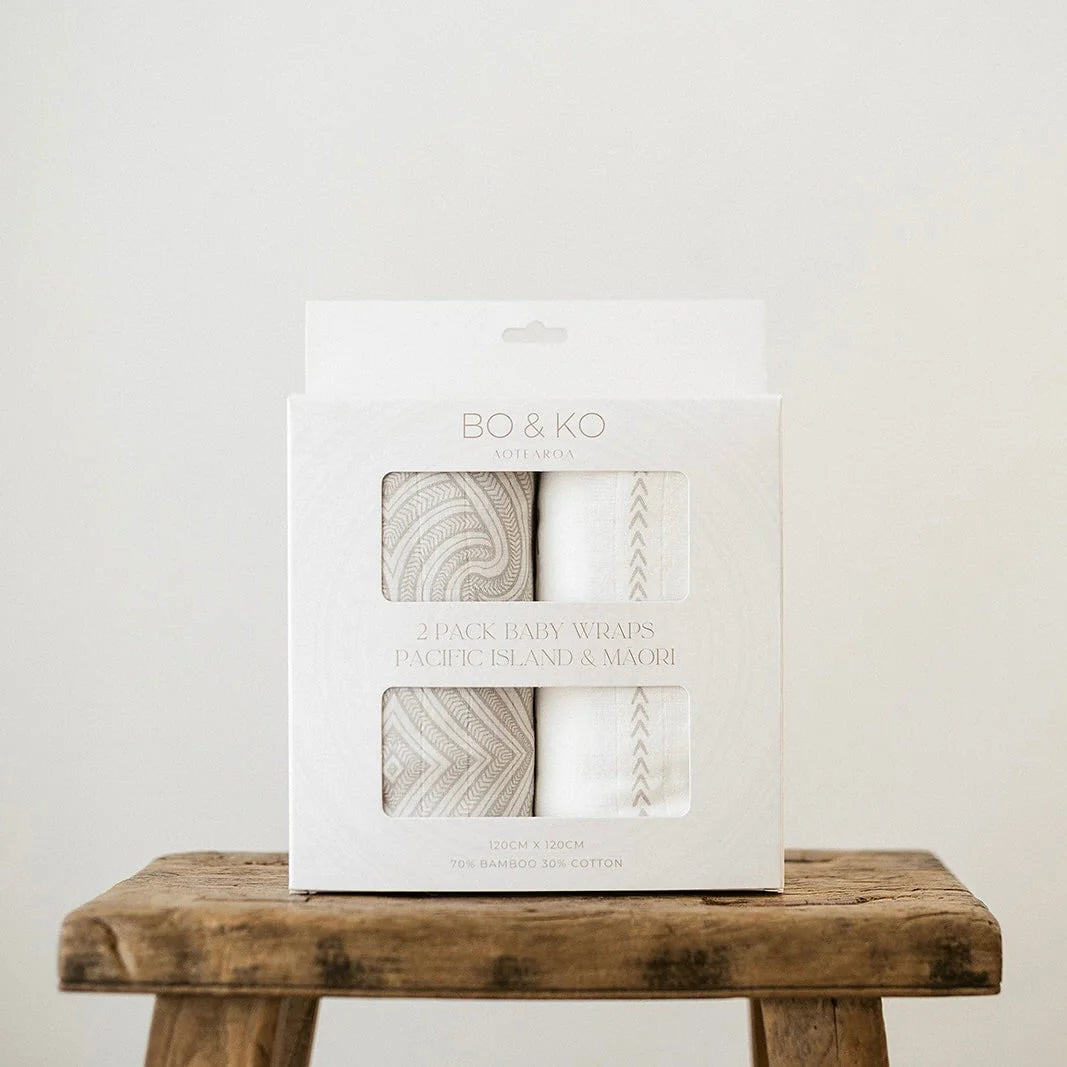 Bo & Ko 2 Pack Wrap Set Alofa Grey & Piko Pakati Grey