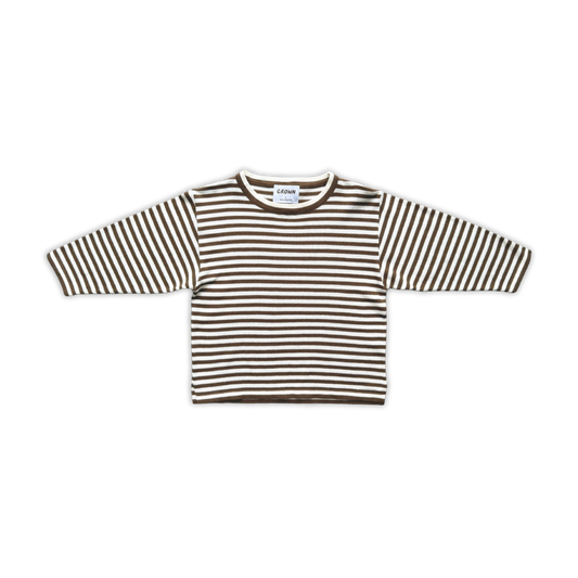 Grown Organic Essential Stripe Long Sleeve Knit Tee Espresso