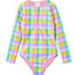 Milky Carnival Check Long Sleeve Swimsuit