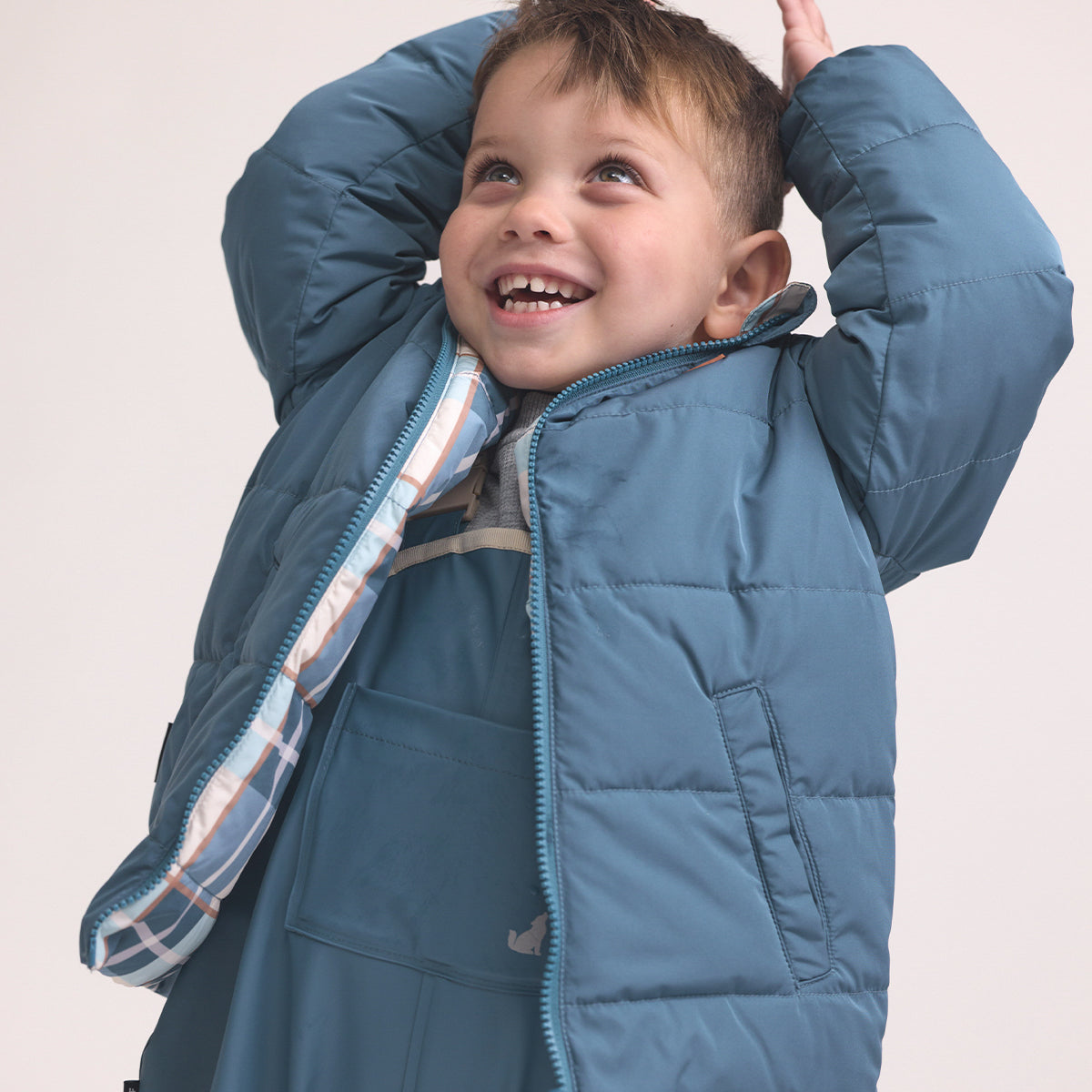 Crywolf Reversible Eco-Puffer Blue Plaid