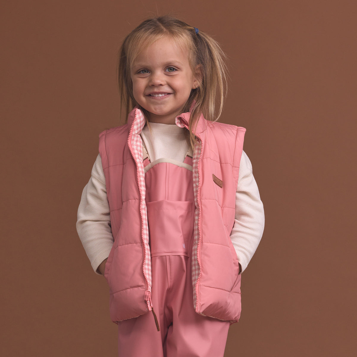 Crywolf Reversible Eco-Vest Rose Gingham