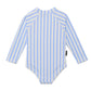 Crywolf Long Sleeve Swimsuit Sky Blue Stripe