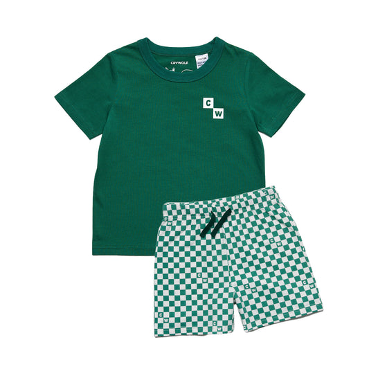 Crywolf Short Sleeve Sleep Set Sea Green Check