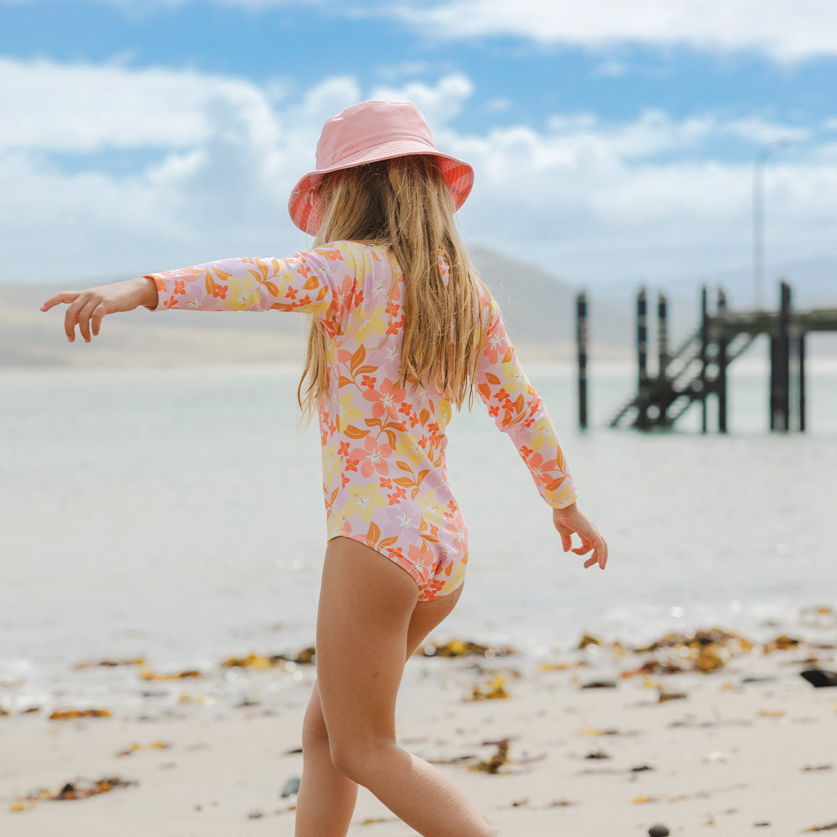 Crywolf Long Sleeve Swimsuit Hibiscus Daze