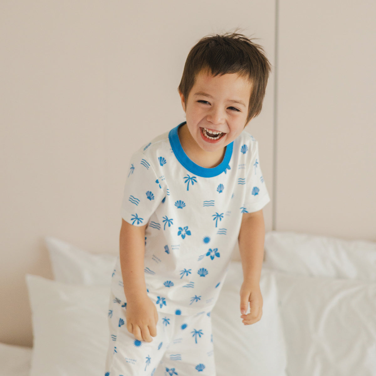Crywolf Short Sleeve Sleep Set Blue Holiday