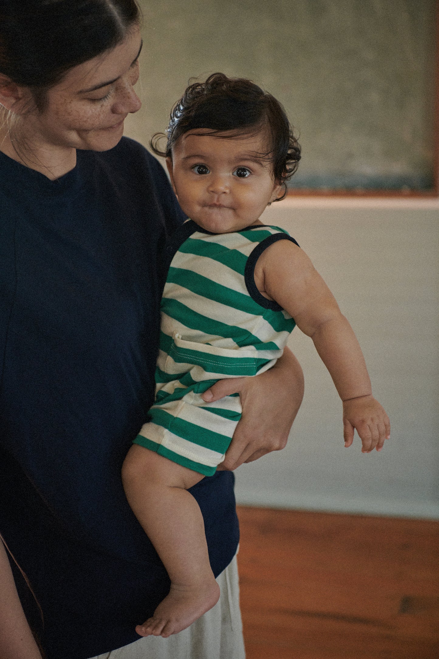 Nature Baby Camper Suit Peppermint/Navy Stripe