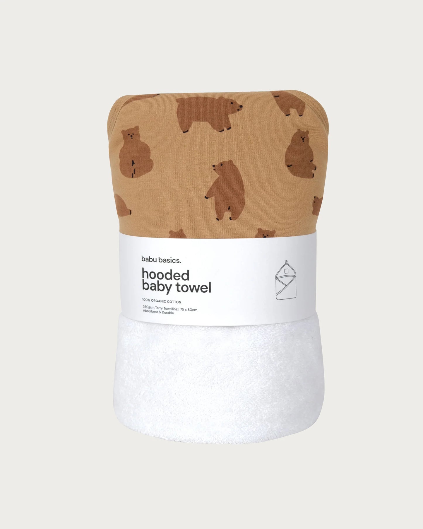 Babu Terry Hooded Baby Towel Chubby Bear