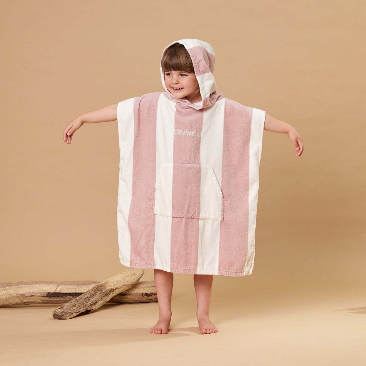 Crywolf Hooded Towel Blush Stripe