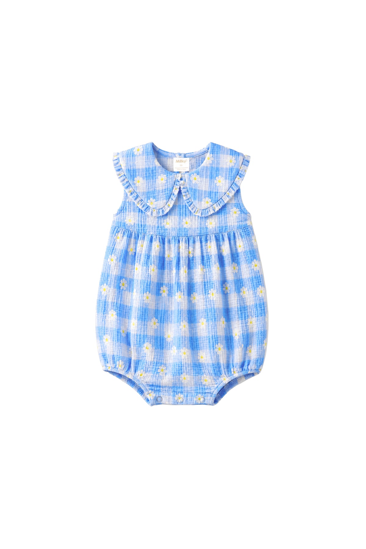 Milky Daisy Check Playsuit