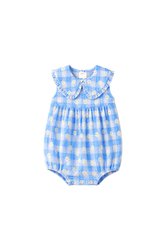 Milky Daisy Check Playsuit