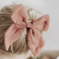 maMer Dalia Linen Hair Clip Bow Dusty Pink