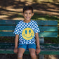 Radicool Smiley Chequerboard Tee Petrol | White