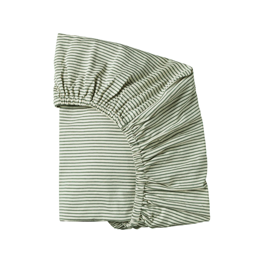 Nature Baby Fitted Sheet Jersey Nettle Pinstripe Cot