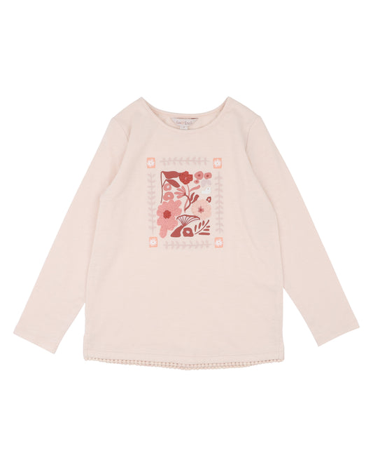 Minihaha Girls Wild Garden Boucle Organic Long Sleeve Tee