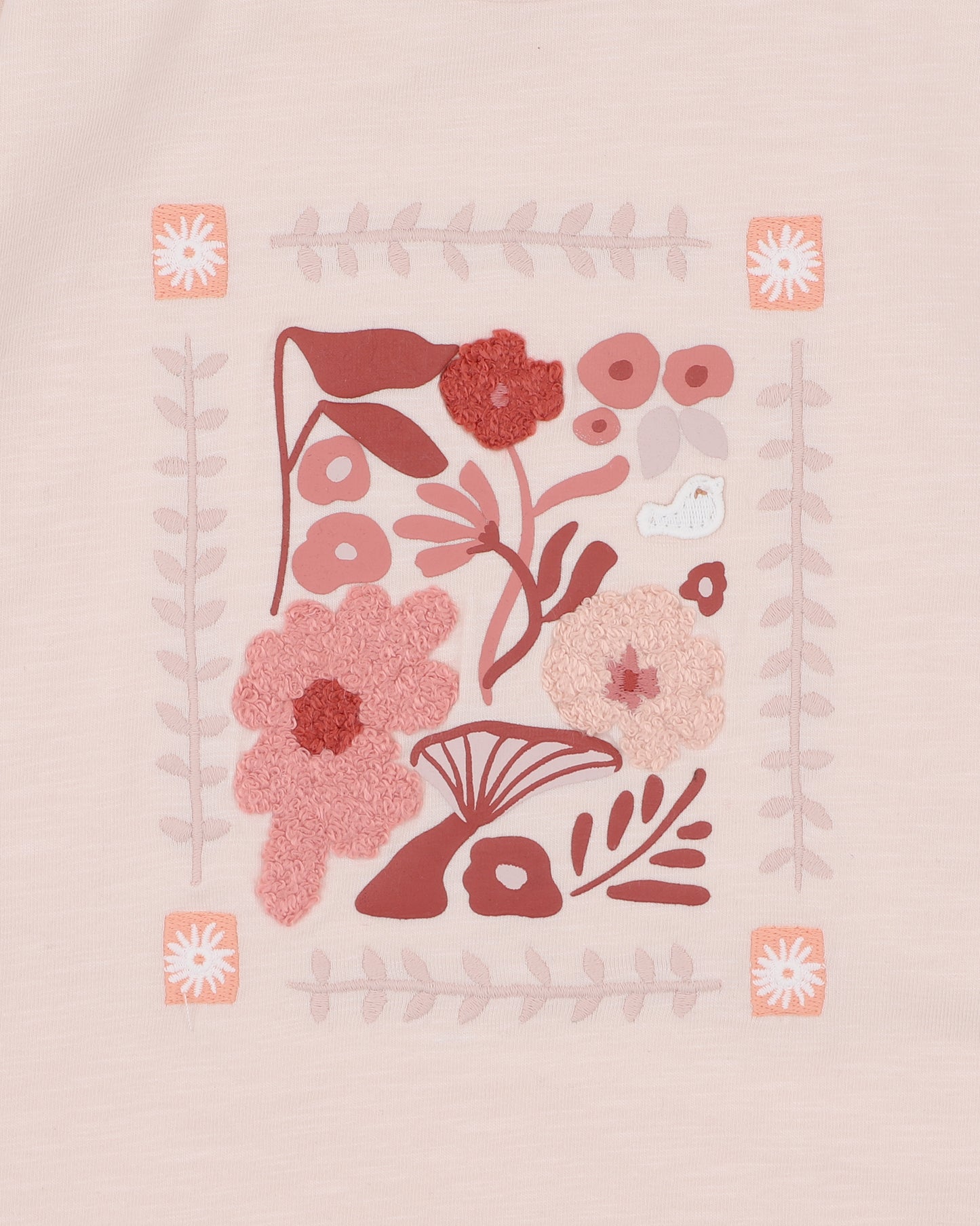 Minihaha Girls Wild Garden Boucle Organic Long Sleeve Tee