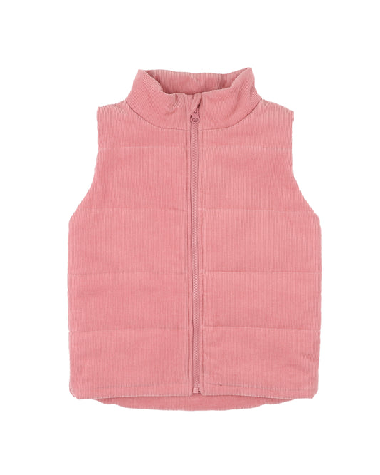 Minihaha Girls Wild Garden Quilted Zip Up Vest Rose