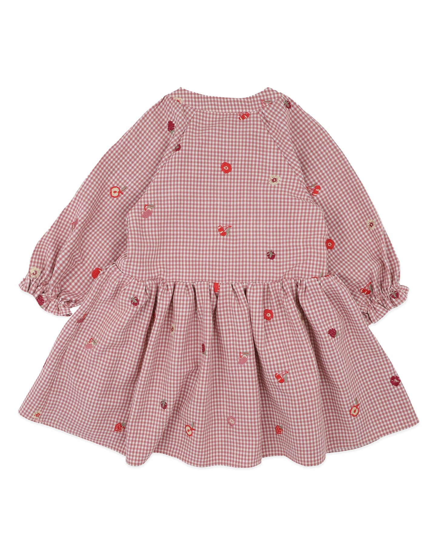 Minihaha Girls Orchard Bloom Embroidery Check Dress Dusty Pink