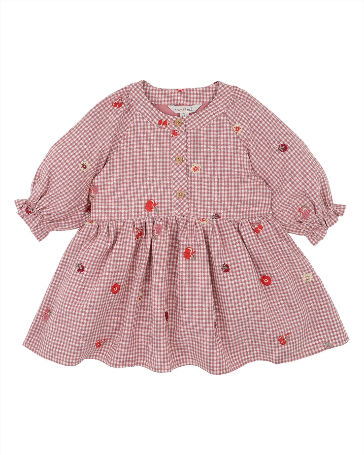 Minihaha Baby Orchard Bloom Embroidery Check Dress Dusty Pink