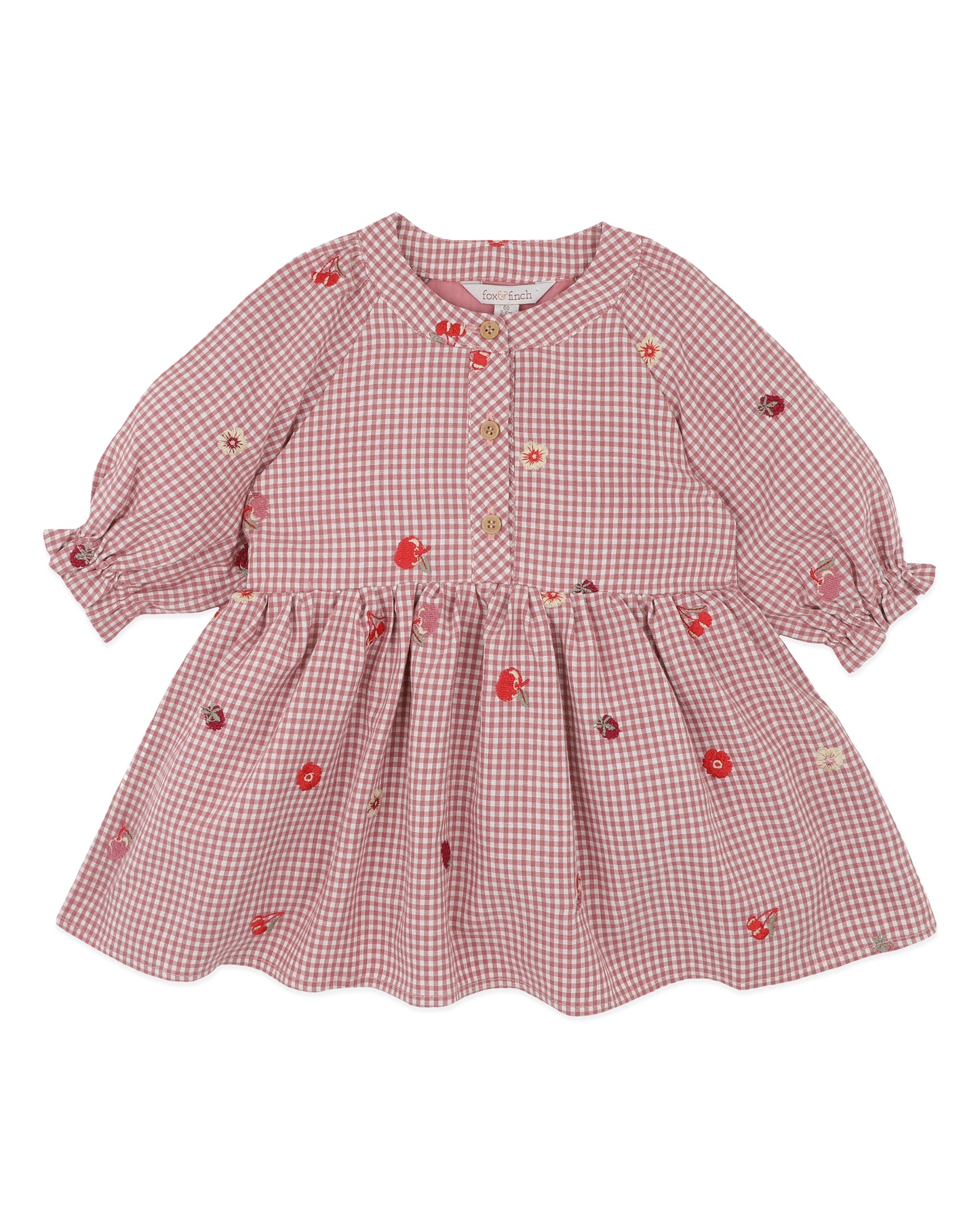 Minihaha Baby Orchard Bloom Embroidery Check Dress Dusty Pink