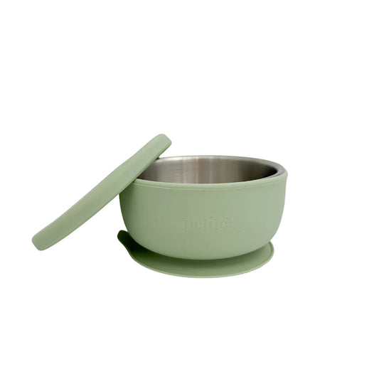 Petite Eats Stainless Steel Bowl with Lid Fern